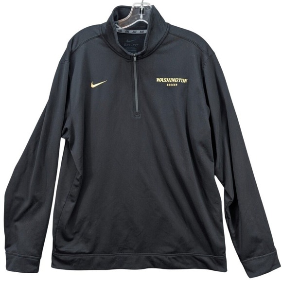 Nike Dri-Fit Jacket Mens L Black Washington Soccer Quarter Zip Pullover Athletic - Picture 1 of 10